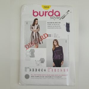 ✨4/$20✨ Burda 7034 Dress Sewing Pattern Uncut Size 8-18 DIY Supplies